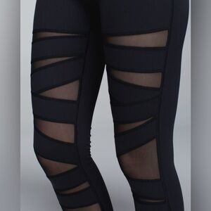 Rare Lululemon High Times Full On Luon Pant in Black/Black Mesh. Size 8.